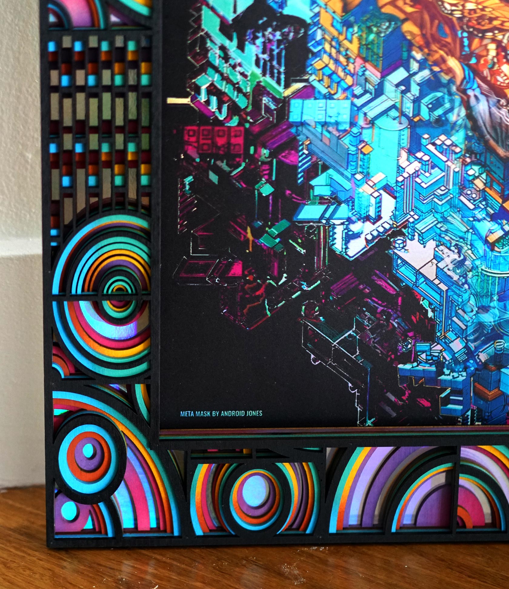 Meta Mask Lasercut Framed Holo Print by Android Jones x Dead Fish Studios