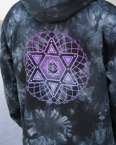 All Seeing Tie Dye Pullover Hoodie by Threyda