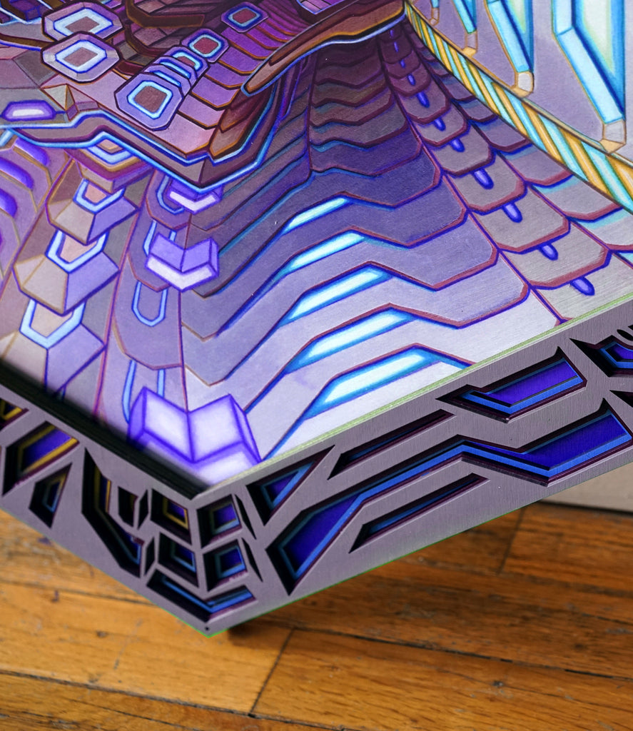 Trichrome Lasercut Framed Print by Jake Amason - Violet Edition