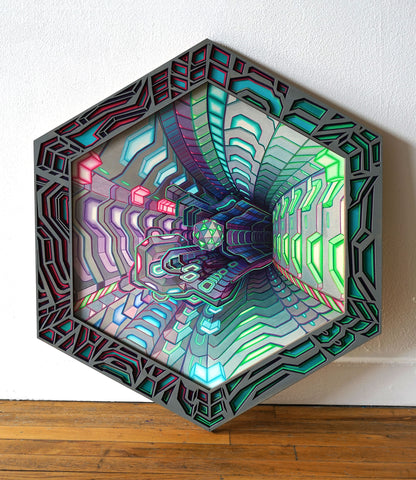 Trichrome Lasercut Framed Print by Jake Amason - Color Edition