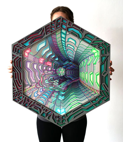 Trichrome Lasercut Framed Print by Jake Amason - Color Edition