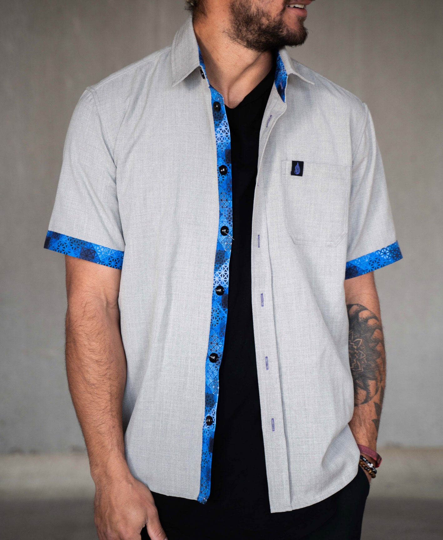 Neptune Short Sleeve Button Down by Threyda - Threyda Art and Apparel