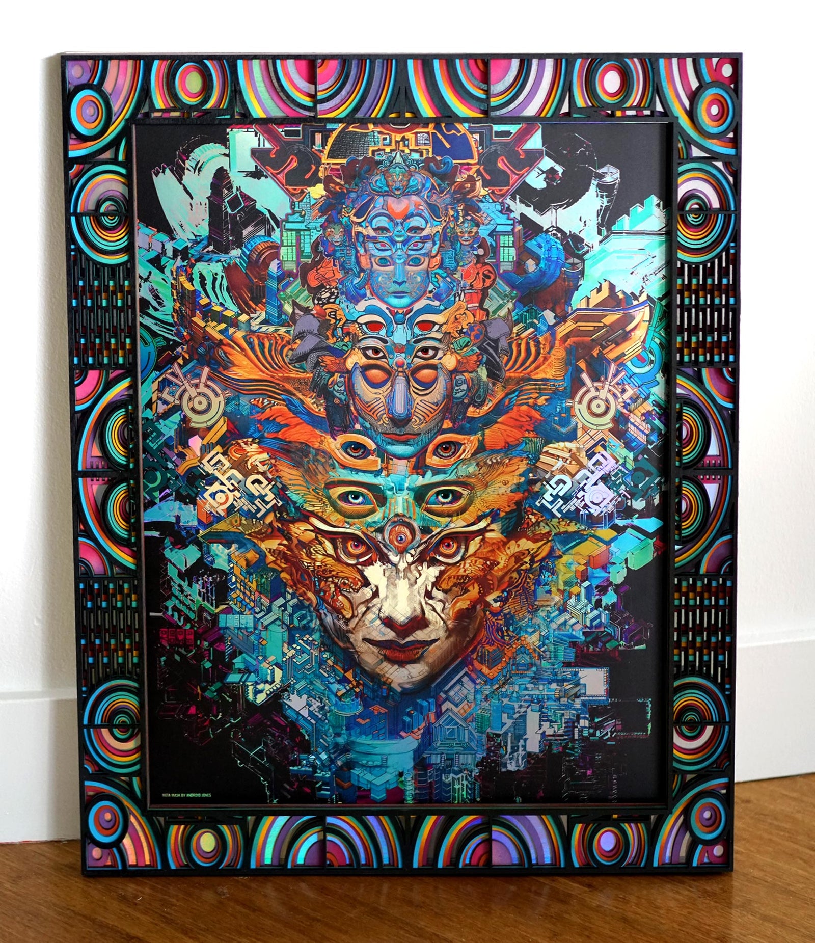 Meta Mask Lasercut Framed Holo Print by Android Jones x Dead Fish Studios
