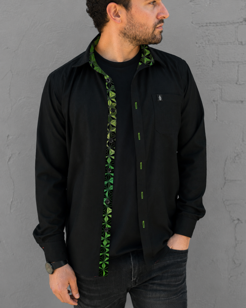 Viridian Lined Button Down Shirt by Threyda - Presale Ships Nov