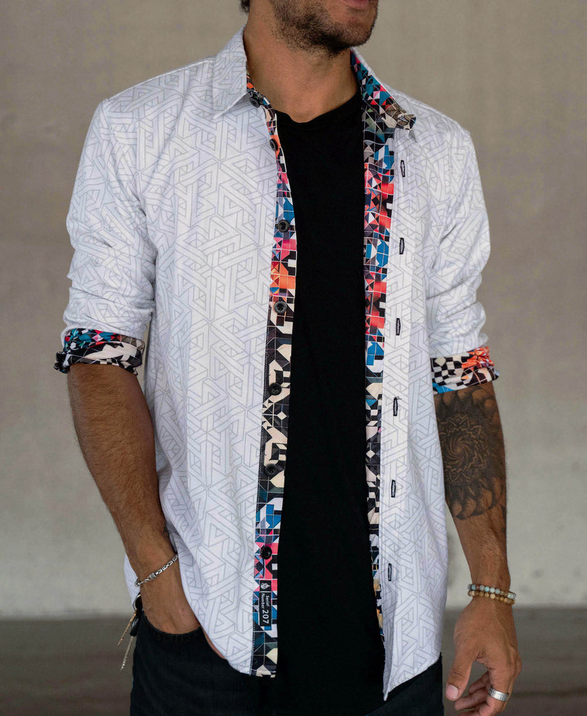 String Theory Lined Button Down Shirt by Threyda - Presale Ships March
