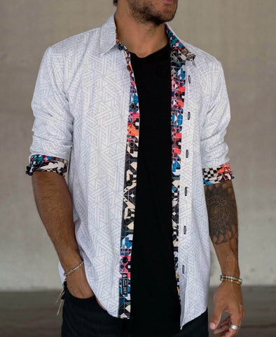 String Theory Lined Button Down Shirt by Threyda - Presale Ships March