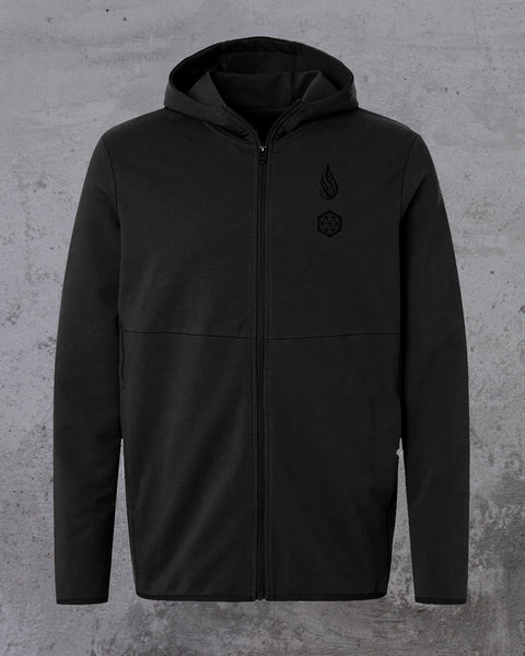 Tesseract French Terry Zip Hoodie by Kimi Takemura - Threyda Art