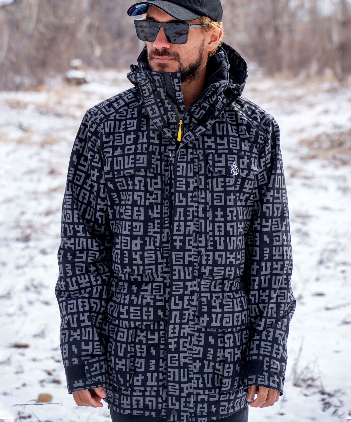 Secret Writing Onyx Sherpa Jacket by Allyson Grey Threyda Art