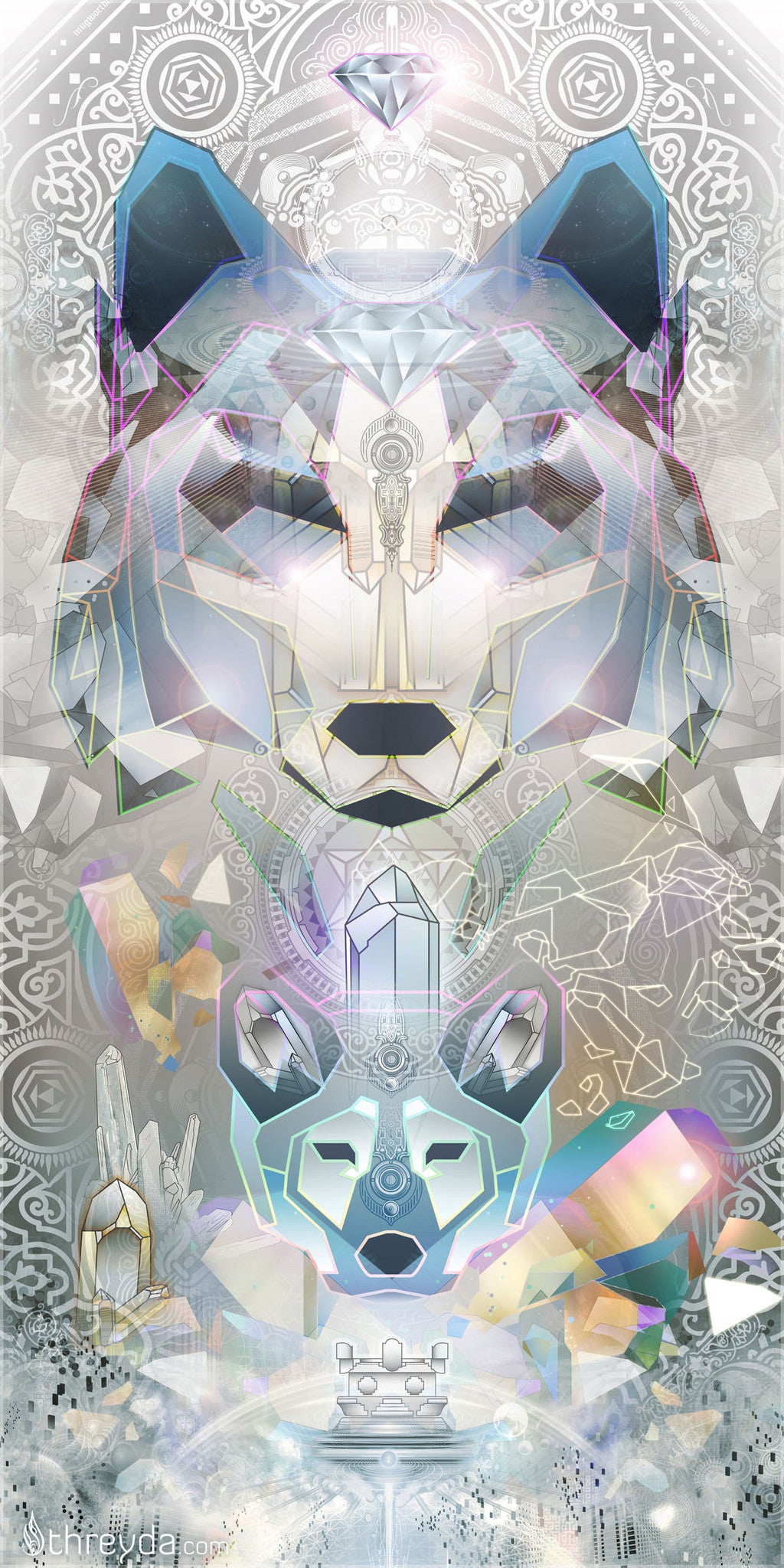 Crystalline Wolf Totem by Mugwort , Art Print - Mugwort, Threyda