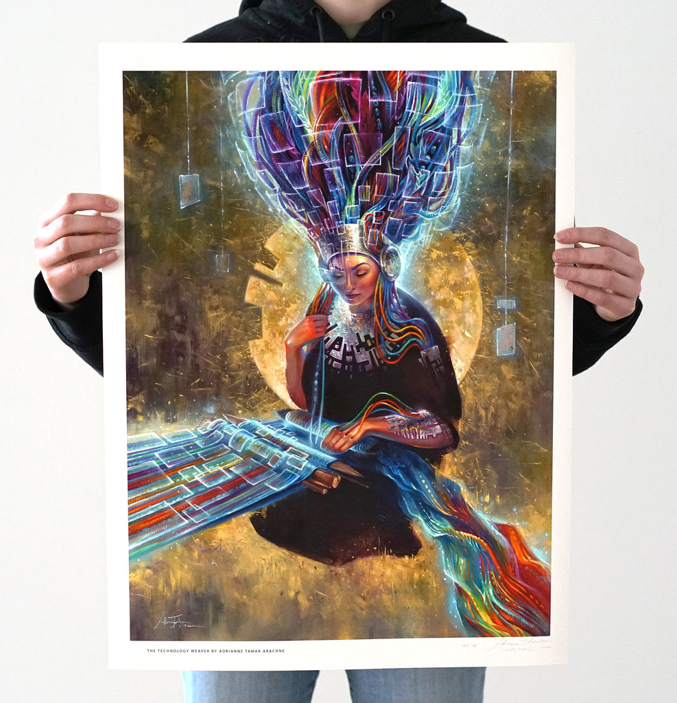 The Technology Weaver Signed Bamboo Print by Adrianne Arachne