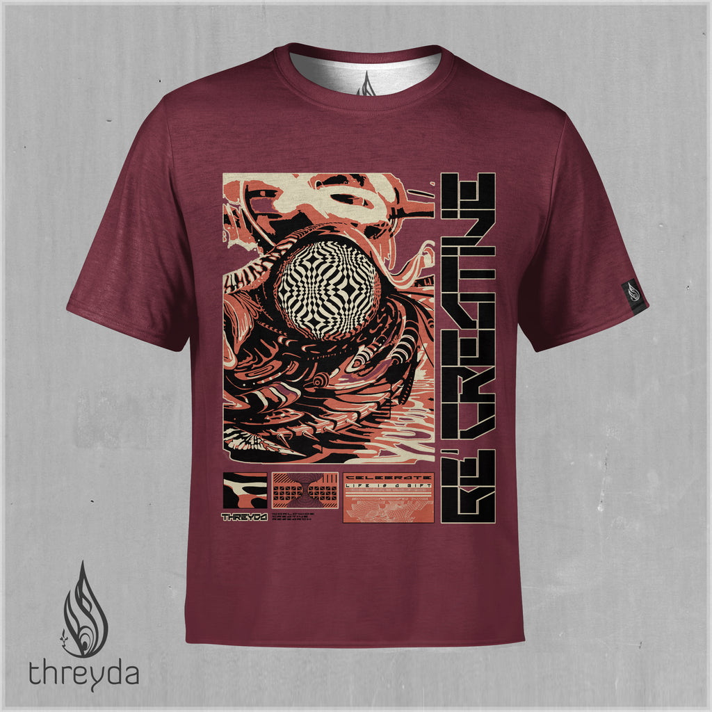 Oracle Maroon Screenprint Tee by Threyda x Apex Collective