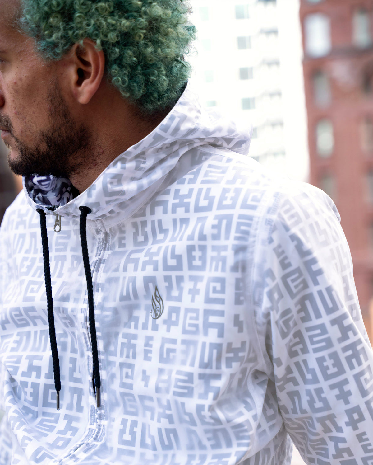 Secret Writing Translucent Windbreaker Hoodie by Allyson Grey