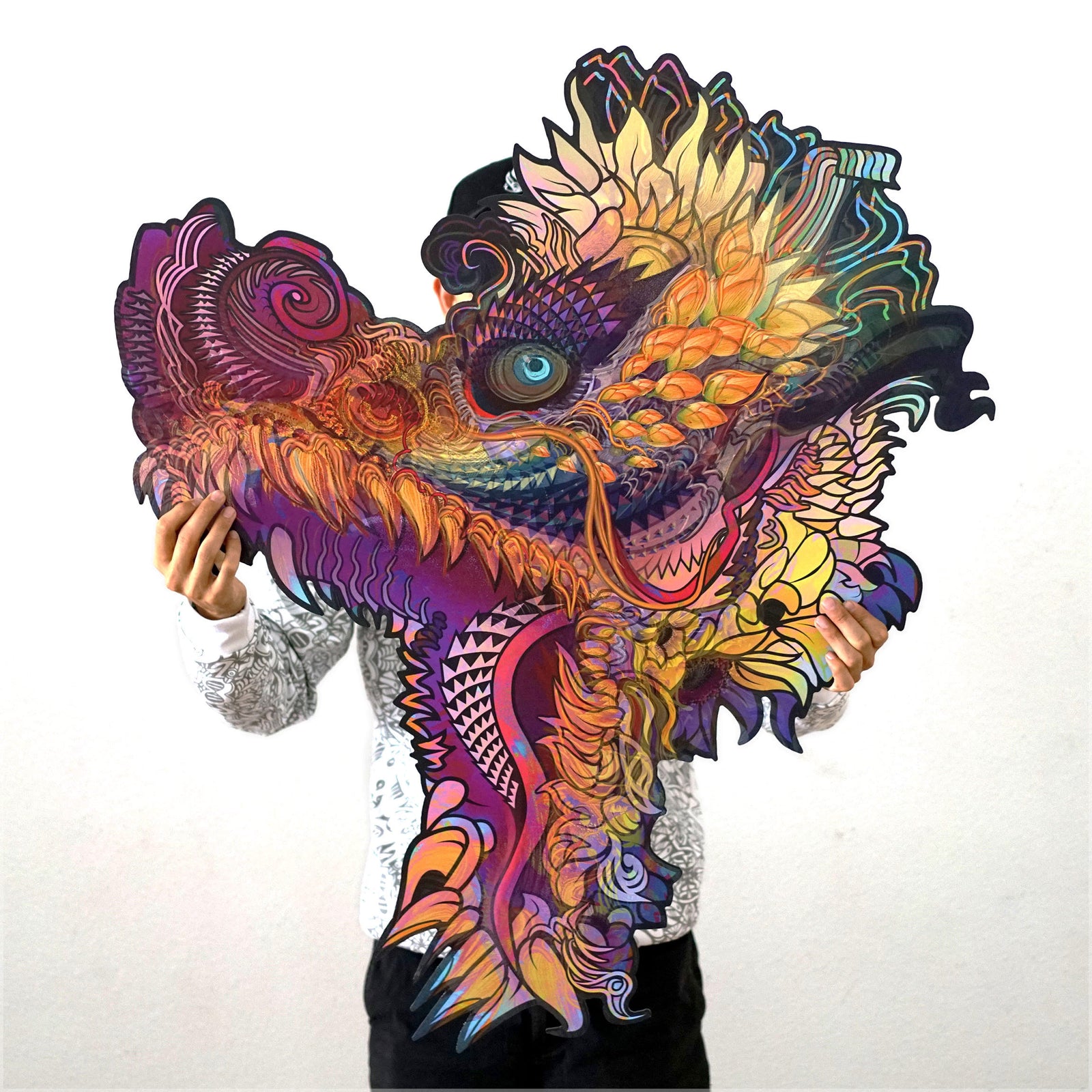 Hummingdragon XL Aluminum Print by Android Jones