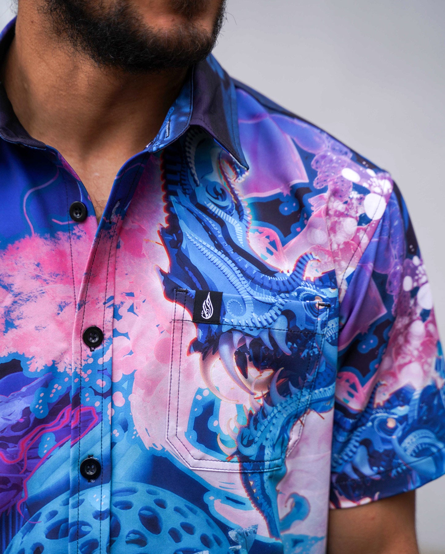 Meta Shiva Short Sleeve Button Down by Android Jones
