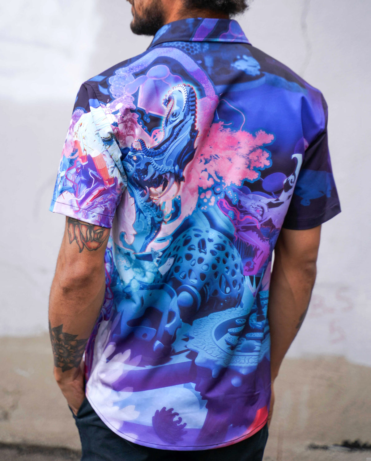 Meta Shiva Short Sleeve Button Down by Android Jones