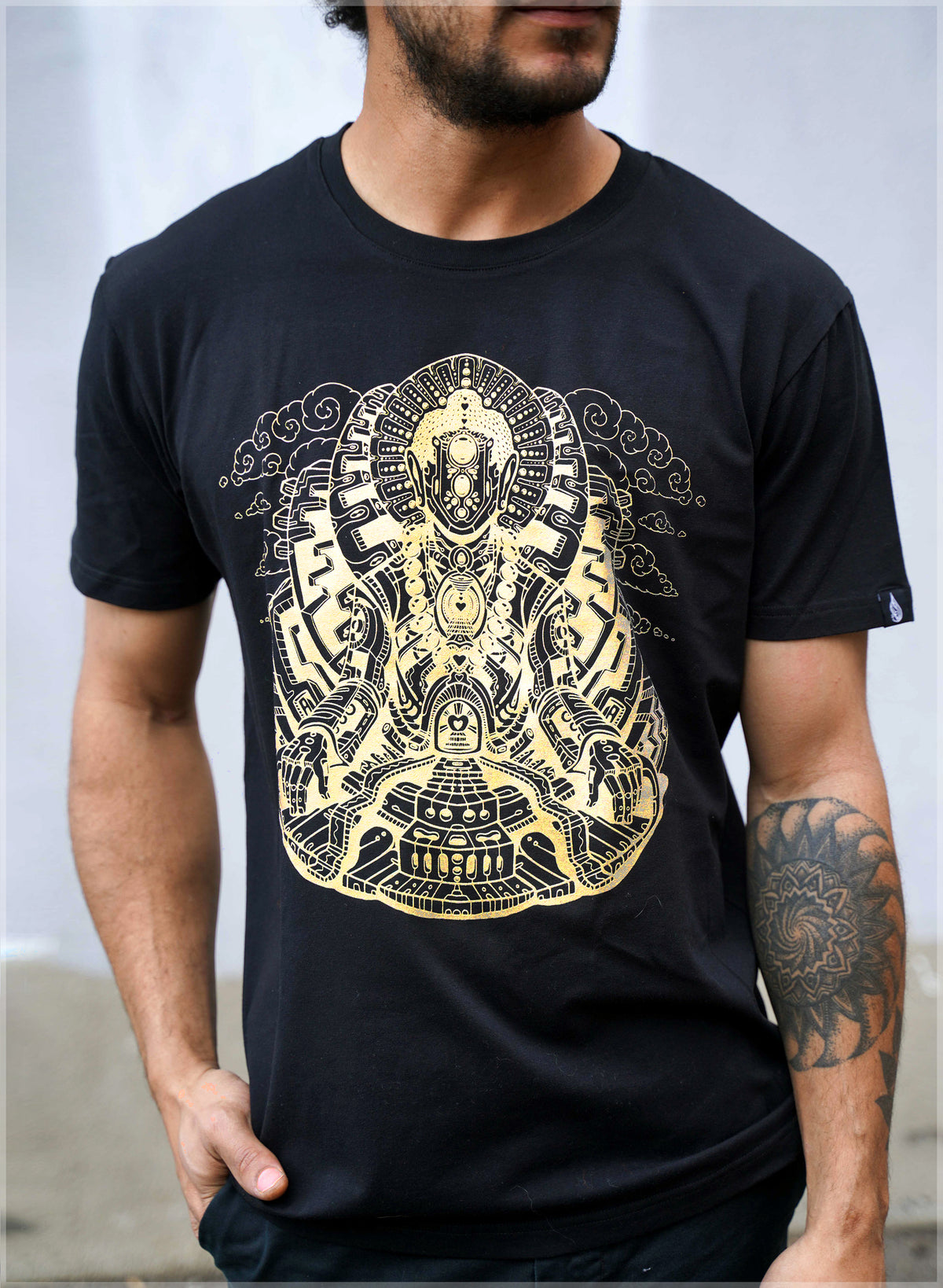 Answers Lie Within Gold Screenprint Tee by Ben Ridgway