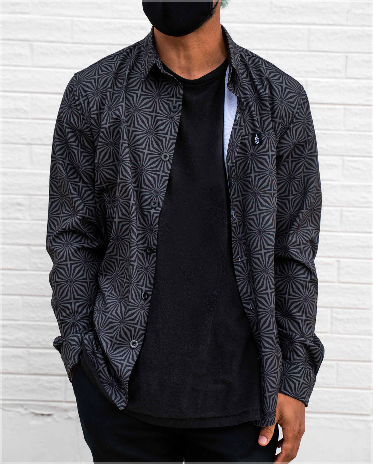 Black Star Button Down Shirt by Threyda