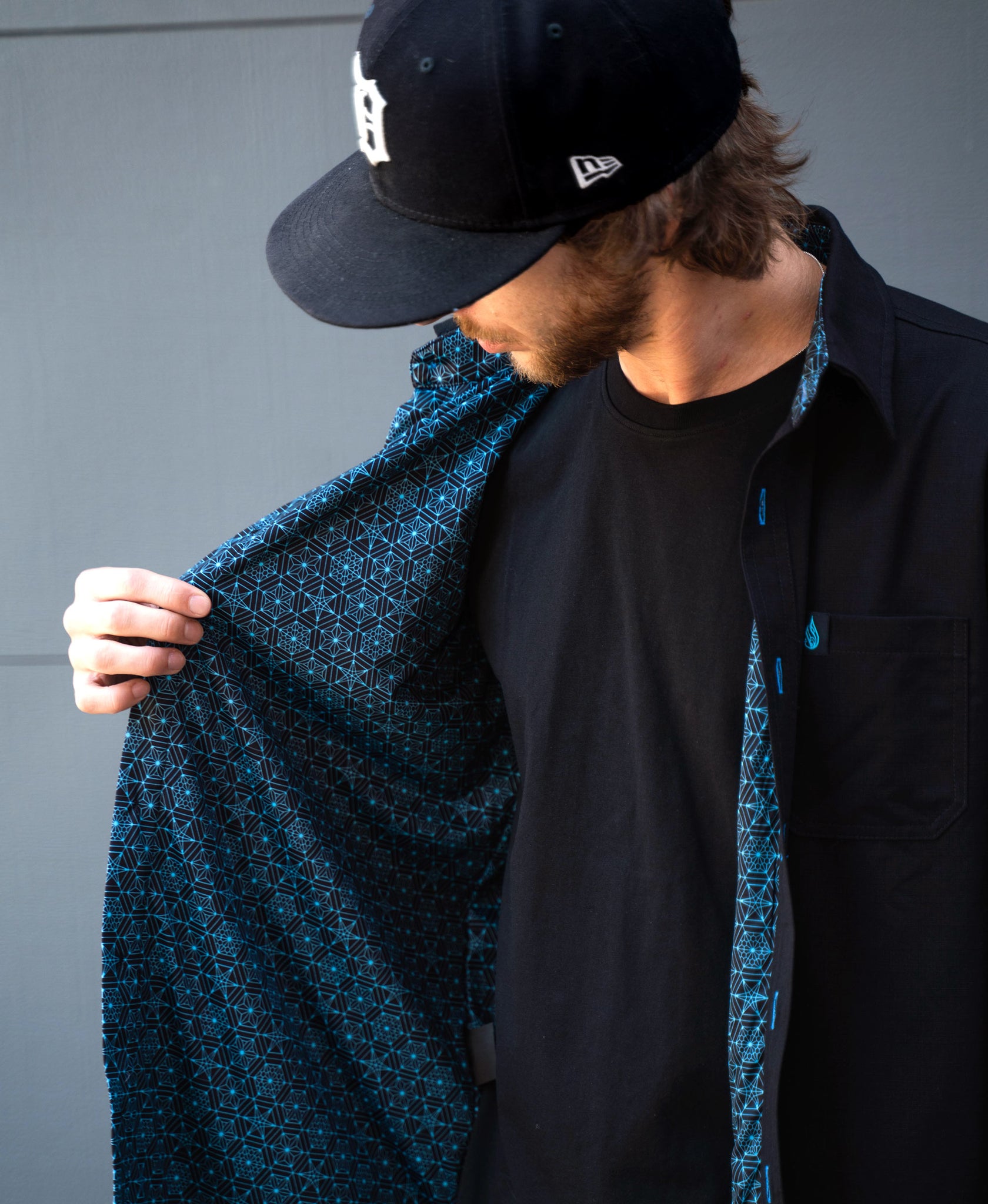 Hedron Lined Button Down Shirt by Threyda