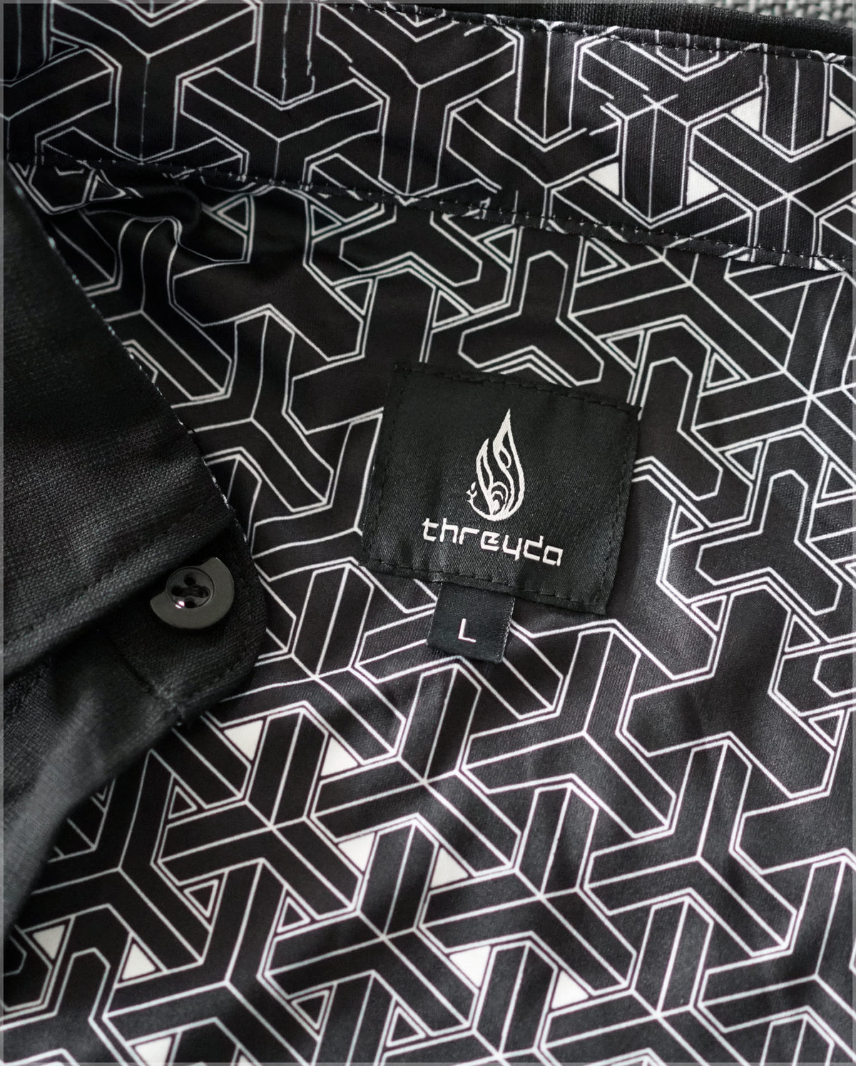 Tesselate Black Button Down Shirt by Kimi Takemura