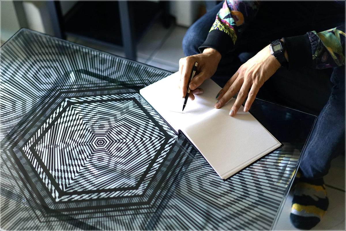 Hexagon Lattice Glass &amp; Resin Transparent Surface by Cassady Bell