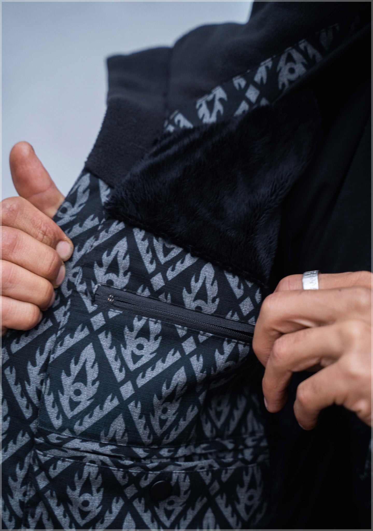 Great Turn Crown Onyx Sherpa Jacket by Alex Grey