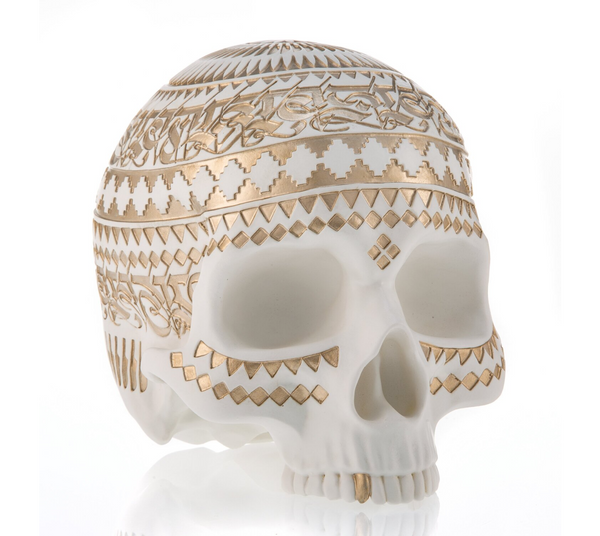 White Memento Mori Skull by Cryptik - Threyda Art and Apparel