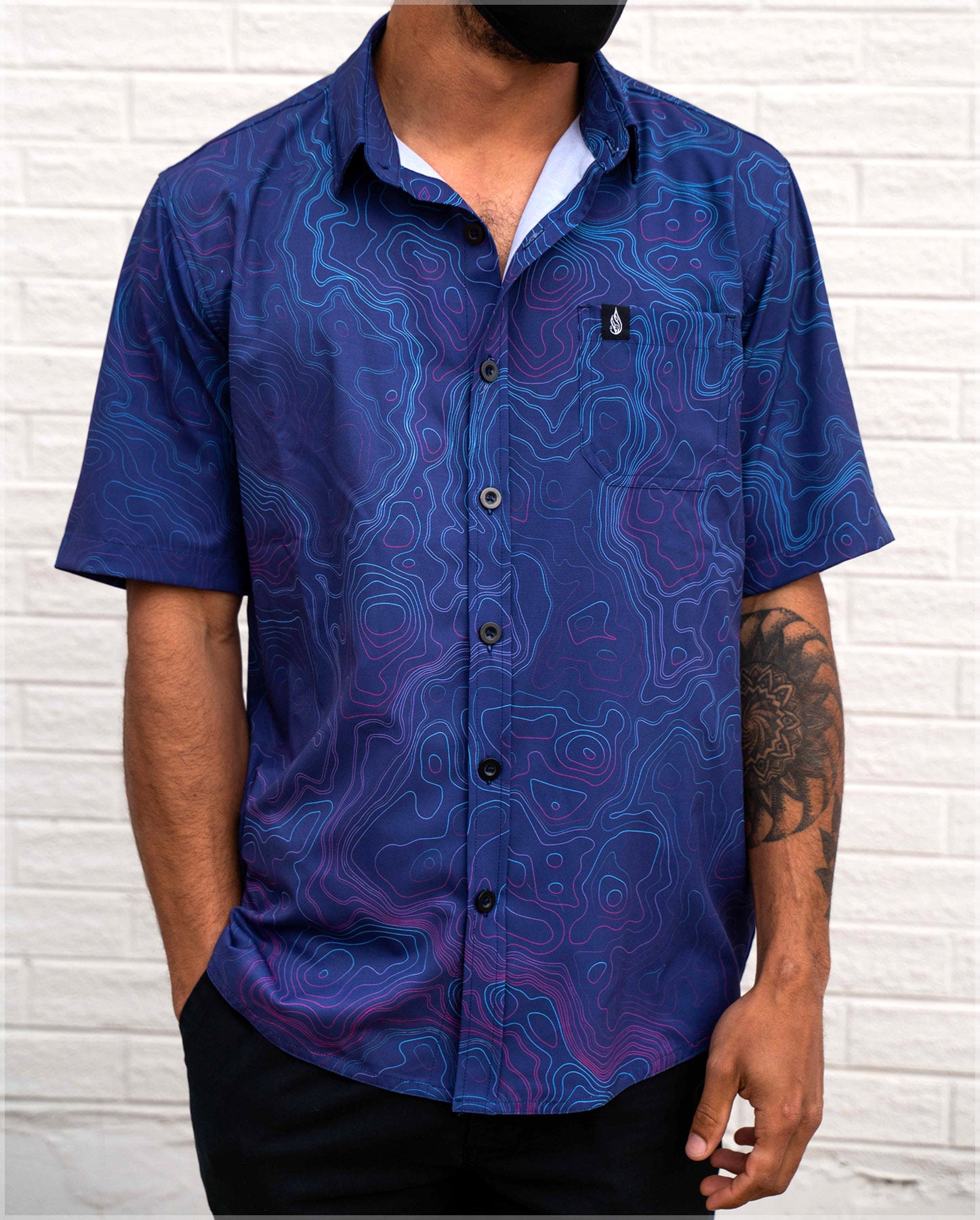 Elevation Short Sleeve Button Down Shirt by Threyda