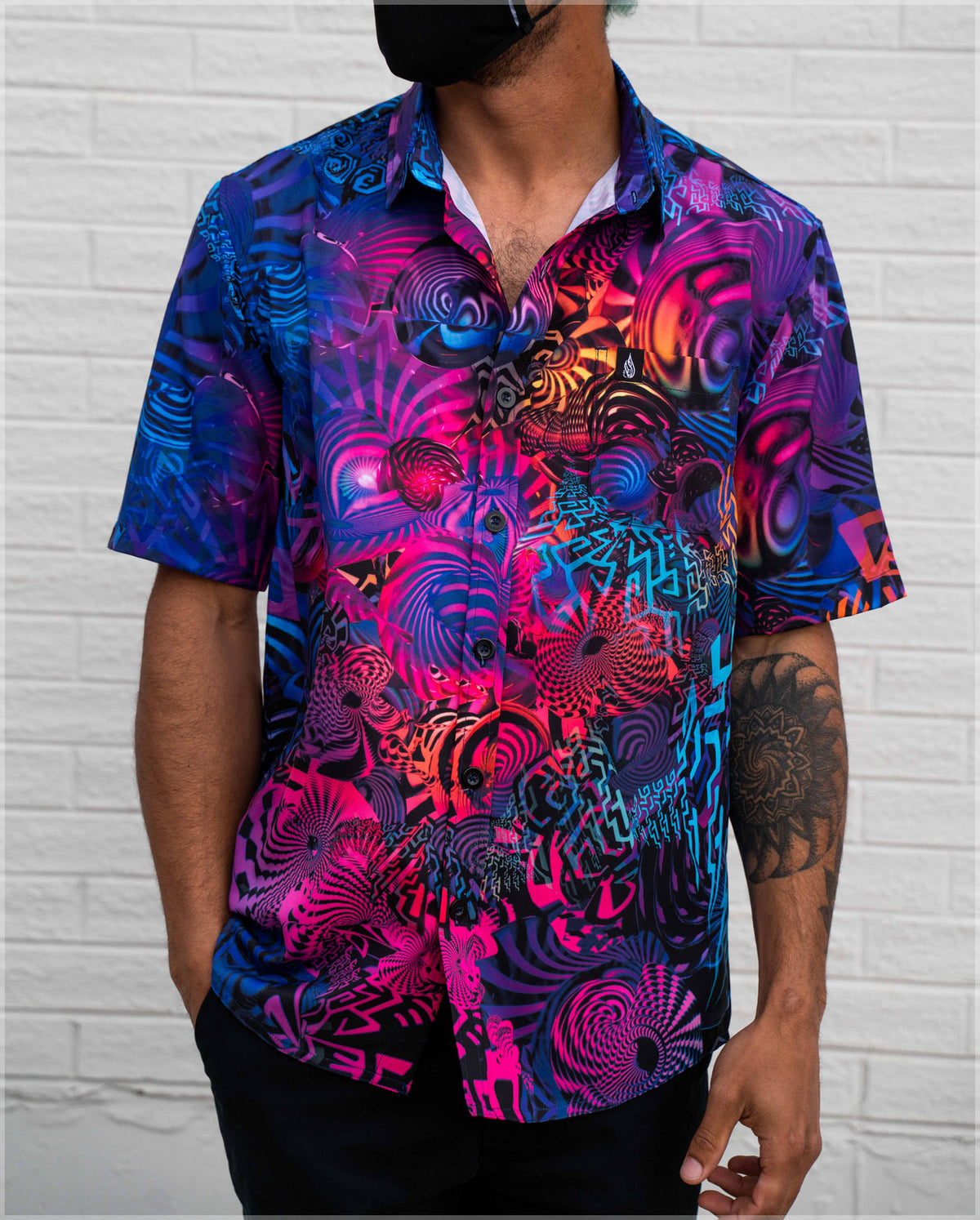 Neon Short Sleeve Button Down Shirt by Fabian Jimenez - Re-Order