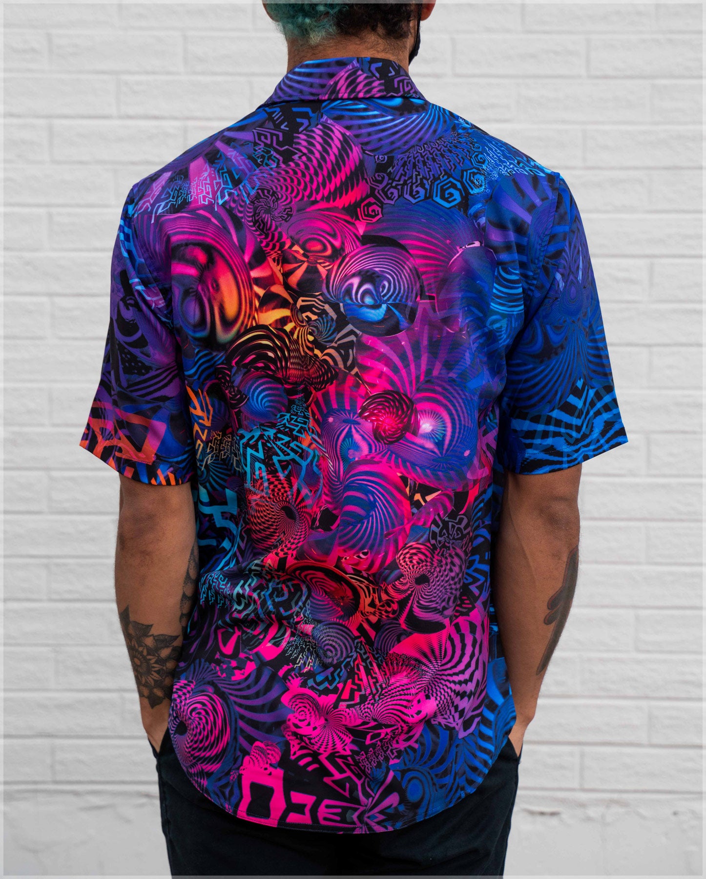 Neon Short Sleeve Button Down Shirt by Fabian Jimenez - Re-Order