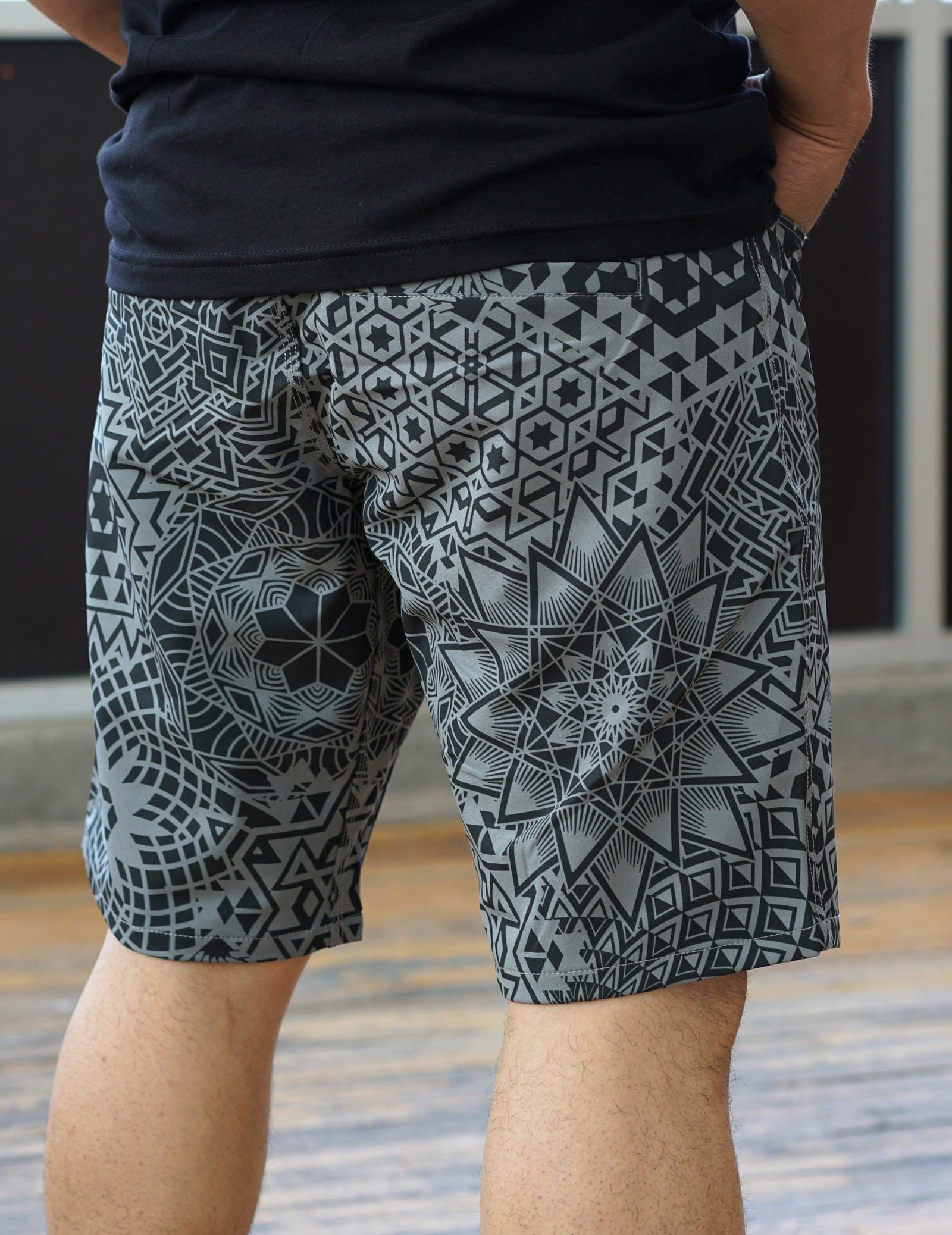 Grey Mandala Shorts by Threyda