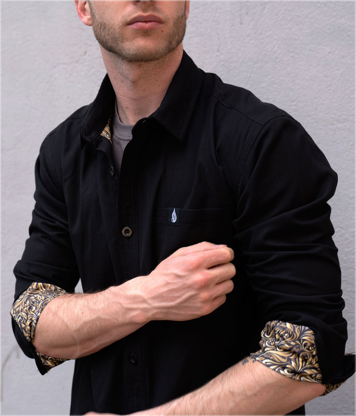 Gold Leaf Button Down Shirt by Threyda