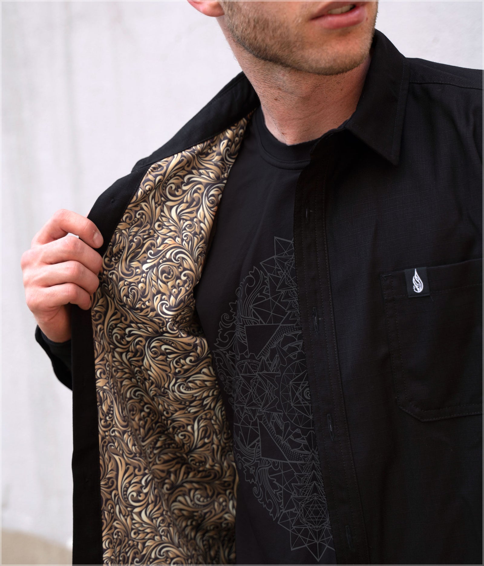 Gold Leaf Button Down Shirt by Threyda