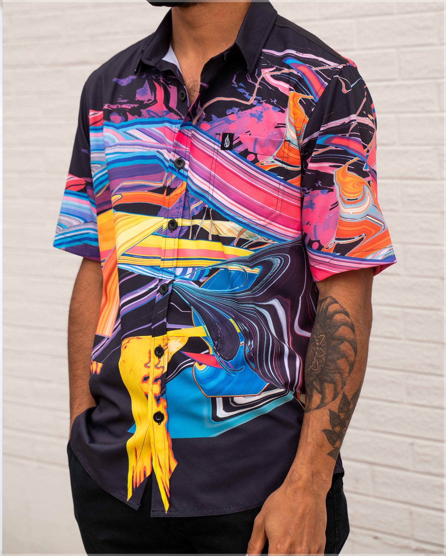 GUI Short Sleeve Button Down Shirt by Android Jones