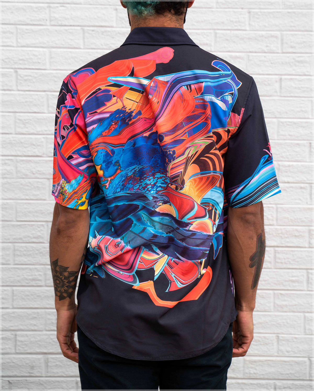 GUI Short Sleeve Button Down Shirt by Android Jones