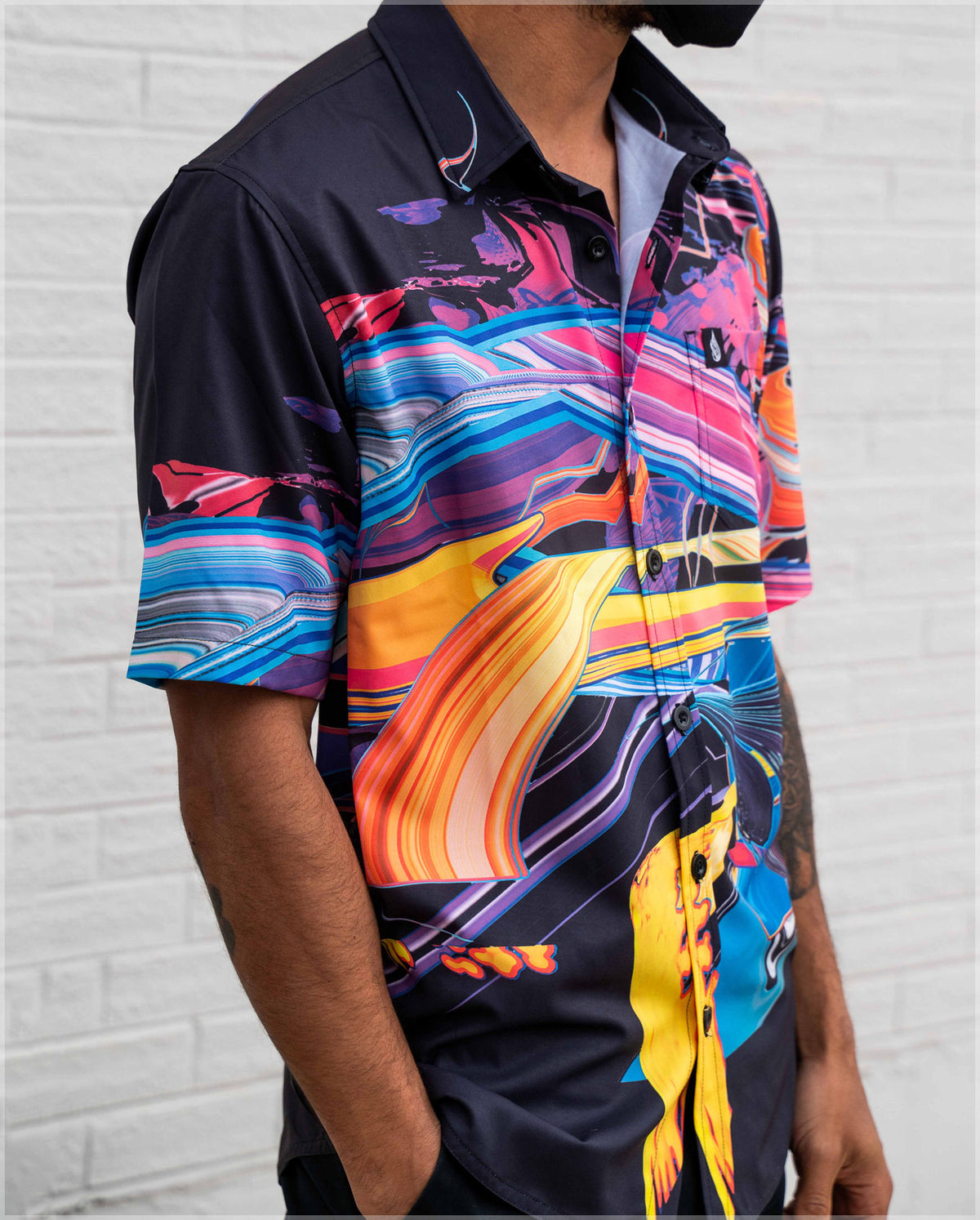 GUI Short Sleeve Button Down Shirt by Android Jones
