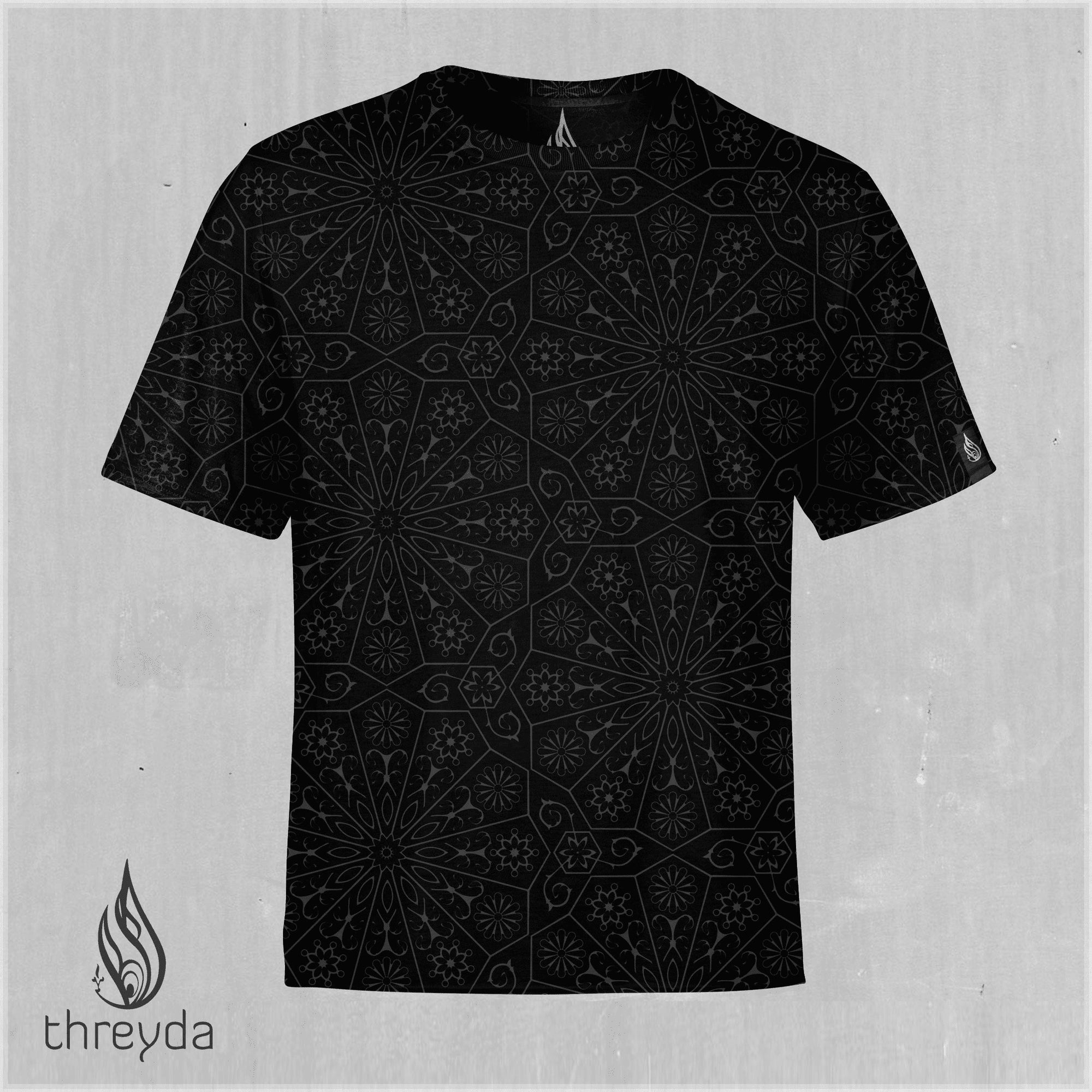 Black Mandala Full Coverage Screen Tee by Threyda