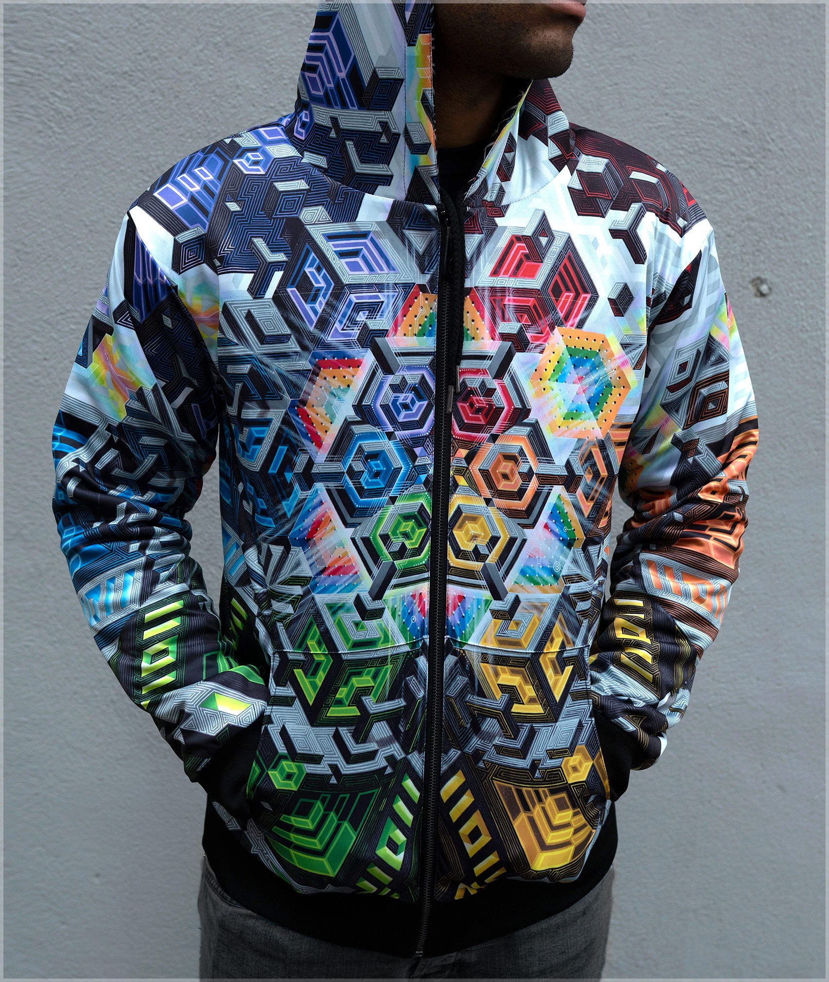 Rainbow Mech Midweight Reversible Hoodie by Mike Cole