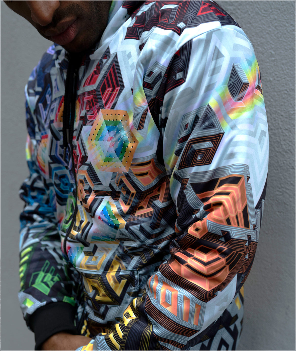Rainbow Mech Reversible Heavyweight Hoodie by Mike Cole