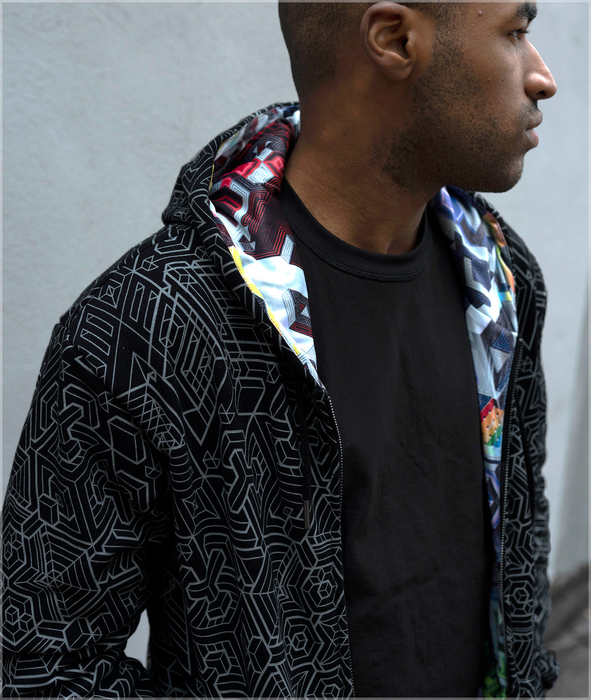 Rainbow Mech Reversible Heavyweight Hoodie by Mike Cole