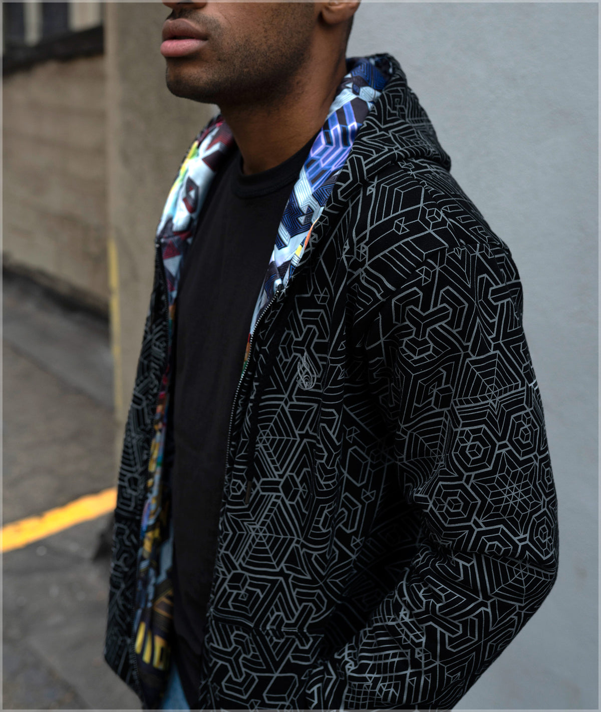 Rainbow Mech Reversible Heavyweight Hoodie by Mike Cole