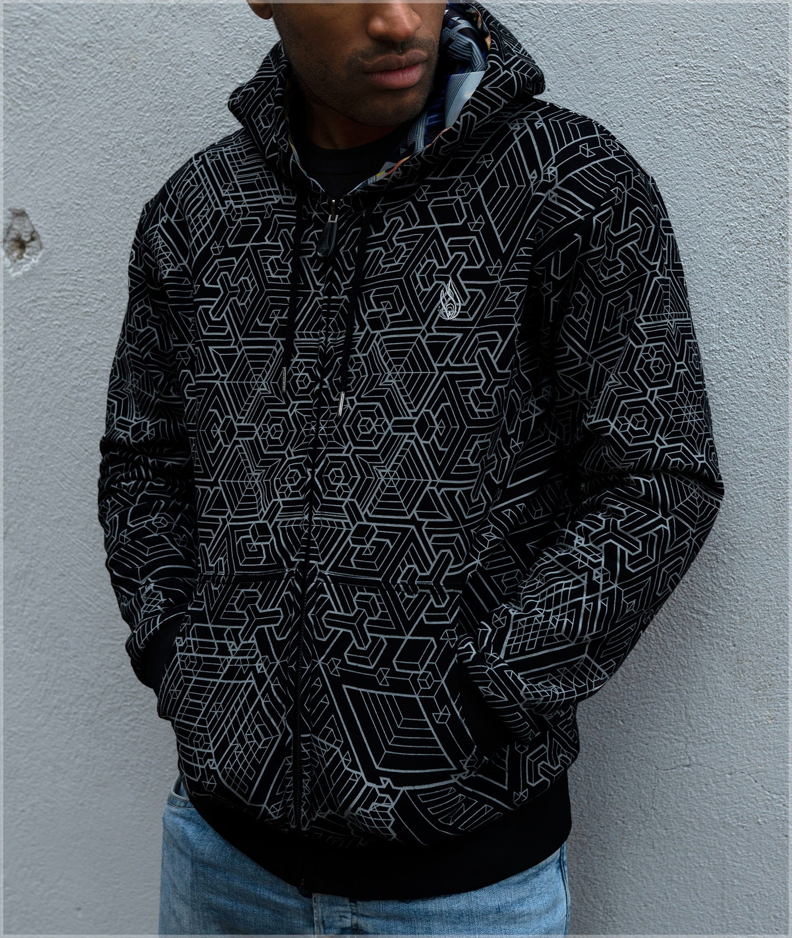 Rainbow Mech Reversible Heavyweight Hoodie by Mike Cole