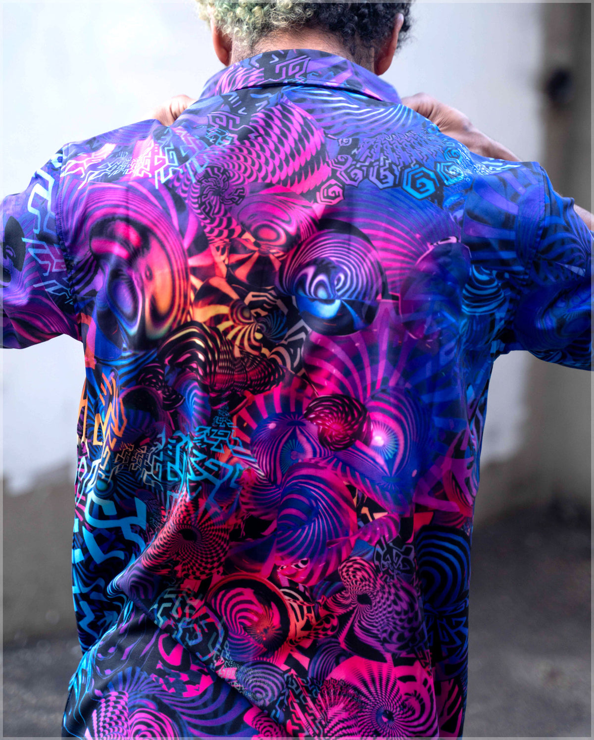 Neon Short Sleeve Button Down Shirt by Fabian Jimenez