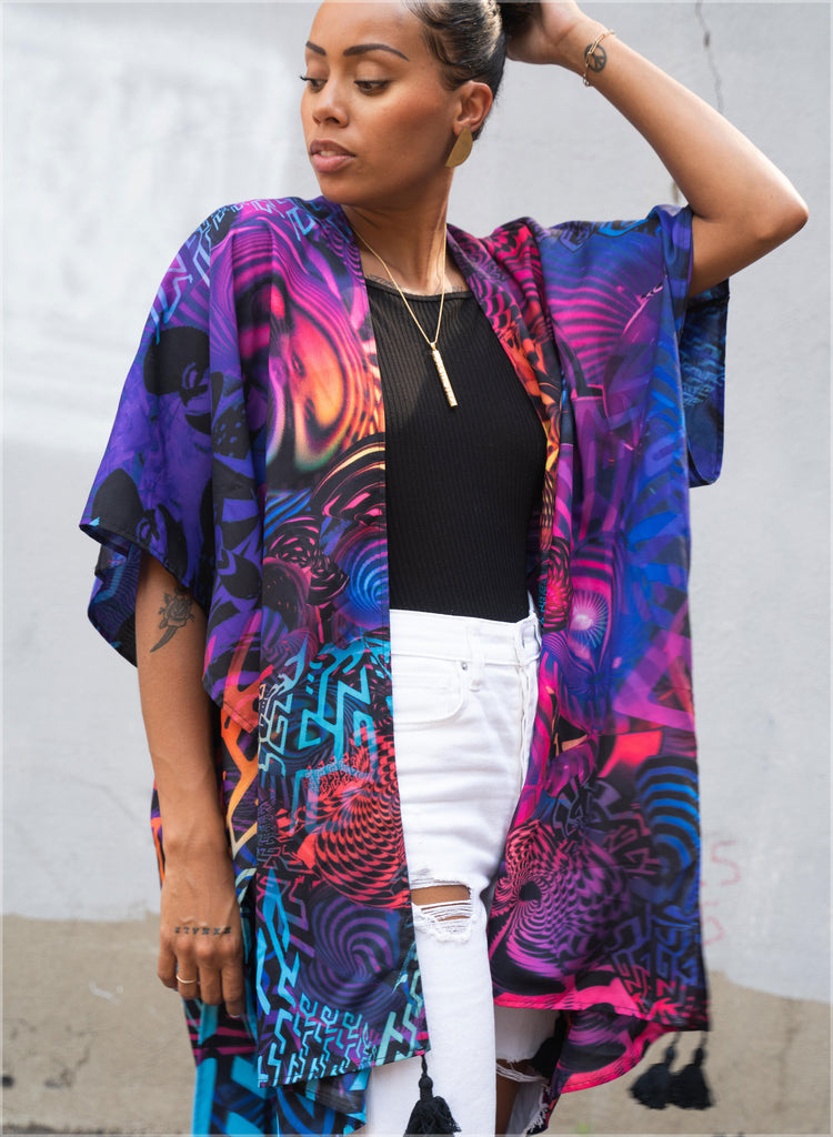 Neon Short Kimono by Fabian Jimenez - Threyda Art and Apparel