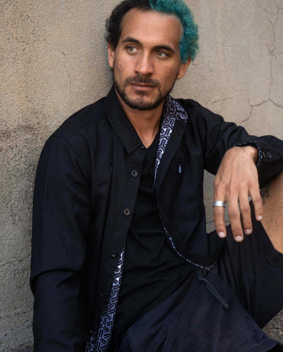 Tesselate Black Button Down Shirt by Kimi Takemura