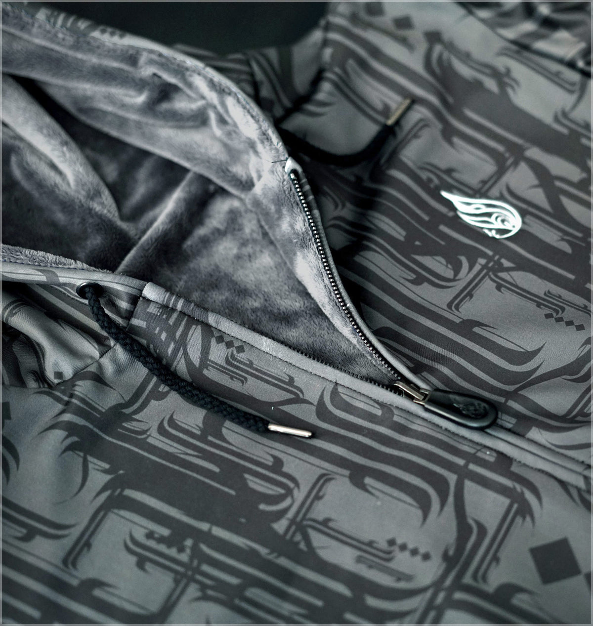 Script Sherpa Lined Zip Hoodie by Justin Totemical - Ships 3/2018