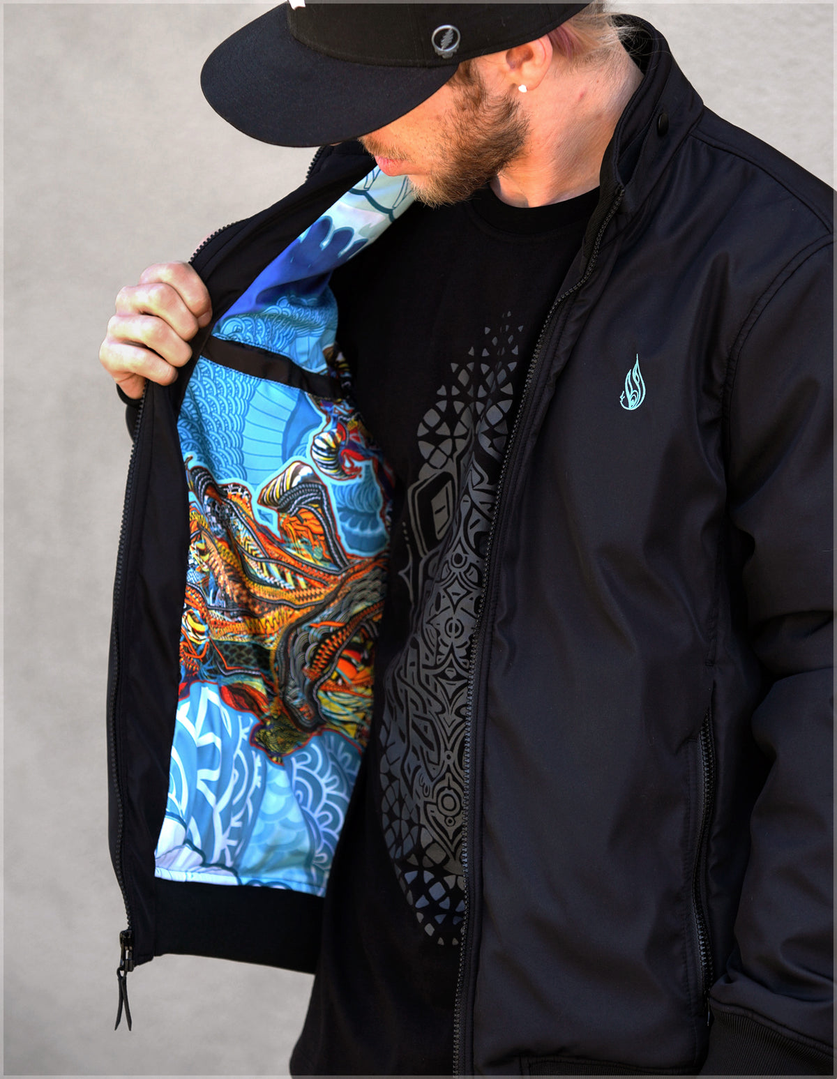 Swallowtail Tiger Funnel Neck Bomber by Android Jones