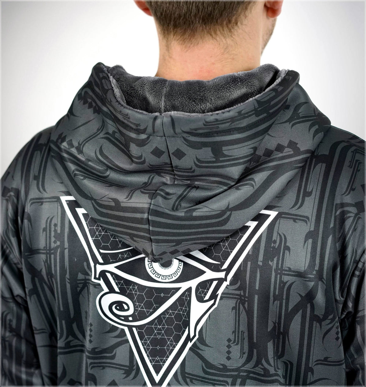 Script Sherpa Lined Zip Hoodie by Justin Totemical - Ships 3/2018