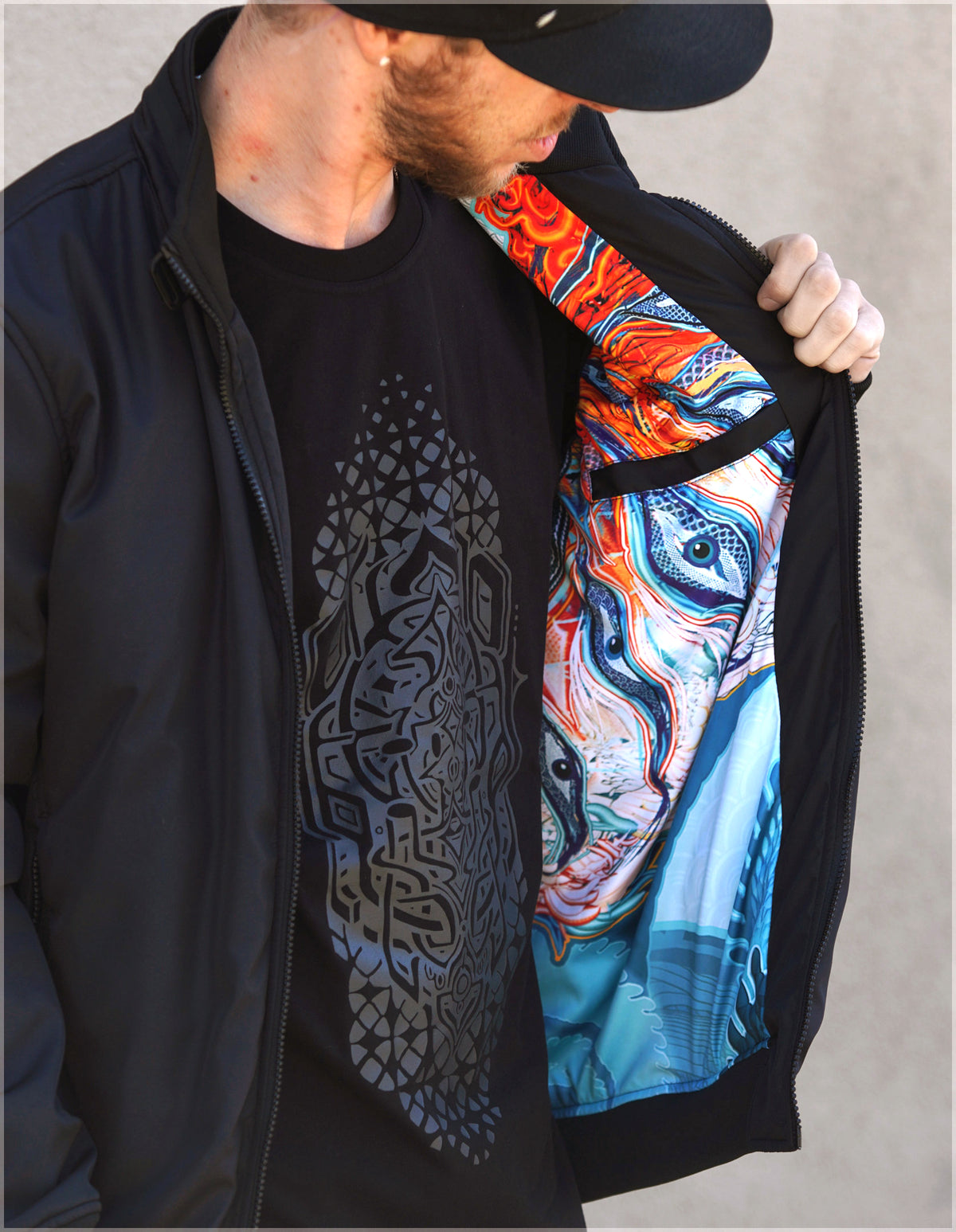 Swallowtail Tiger Funnel Neck Bomber by Android Jones