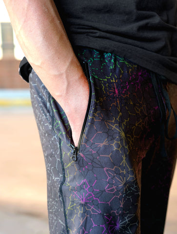 Black Rainbow Lightweight Stretch Joggers by Threyda