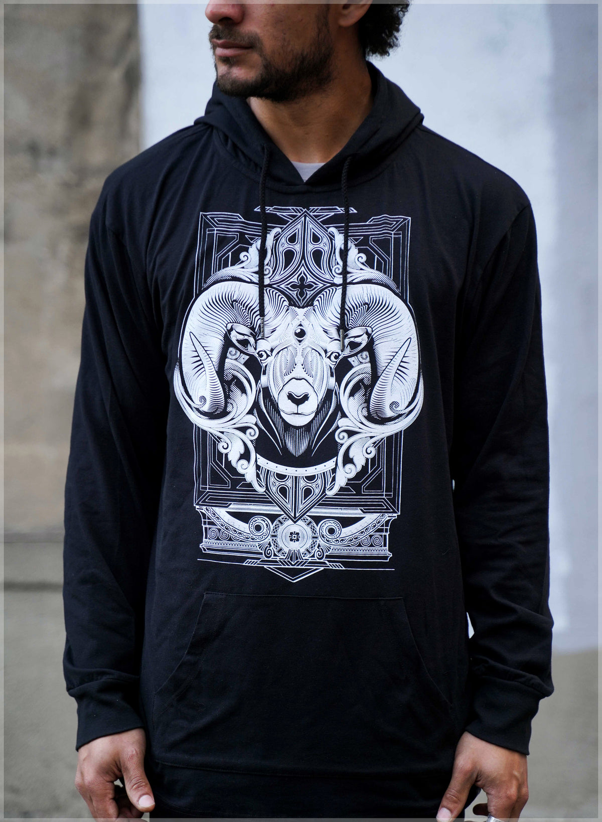Black Ram Screenprint Pullover by Mugwort